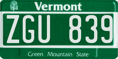 VT license plate ZGU839