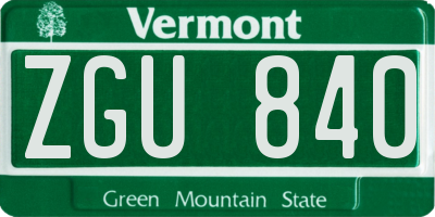 VT license plate ZGU840