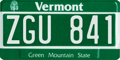 VT license plate ZGU841