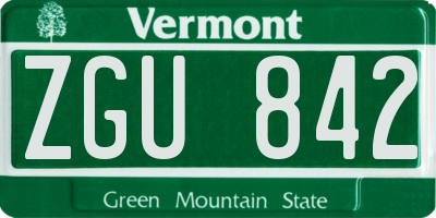 VT license plate ZGU842