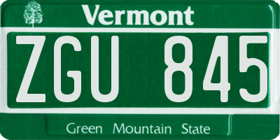 VT license plate ZGU845