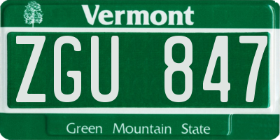 VT license plate ZGU847