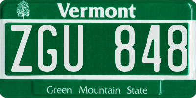 VT license plate ZGU848