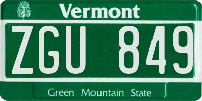 VT license plate ZGU849