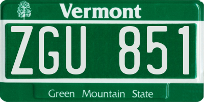 VT license plate ZGU851