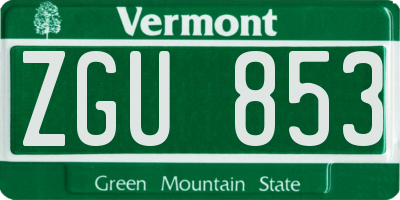 VT license plate ZGU853