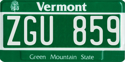 VT license plate ZGU859