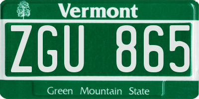 VT license plate ZGU865