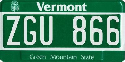 VT license plate ZGU866