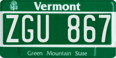 VT license plate ZGU867