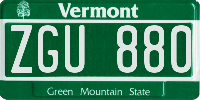 VT license plate ZGU880