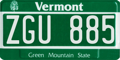 VT license plate ZGU885