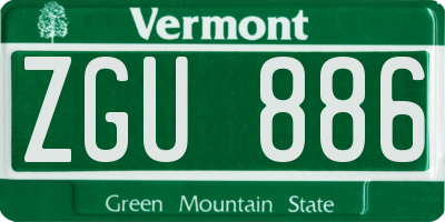 VT license plate ZGU886