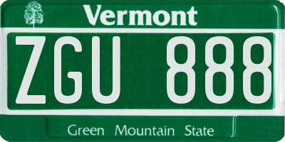 VT license plate ZGU888
