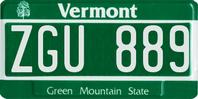 VT license plate ZGU889