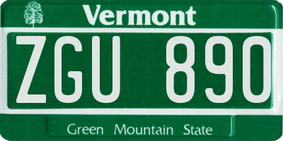 VT license plate ZGU890