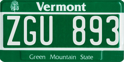 VT license plate ZGU893