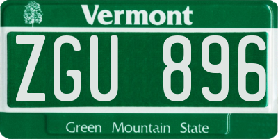 VT license plate ZGU896