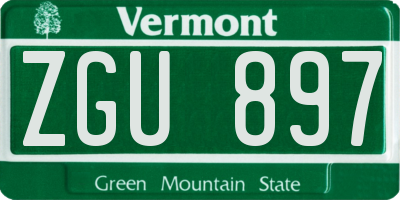 VT license plate ZGU897