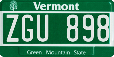 VT license plate ZGU898
