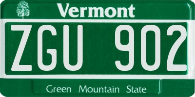 VT license plate ZGU902