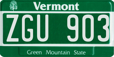 VT license plate ZGU903