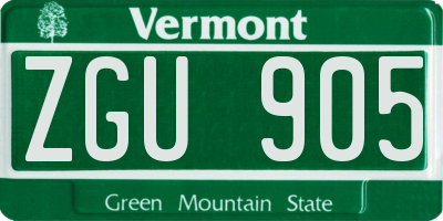 VT license plate ZGU905