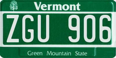 VT license plate ZGU906