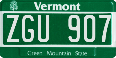 VT license plate ZGU907