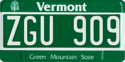 VT license plate ZGU909