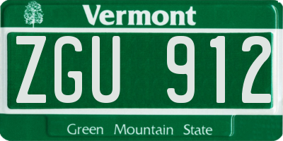 VT license plate ZGU912