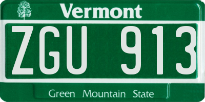 VT license plate ZGU913