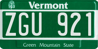 VT license plate ZGU921