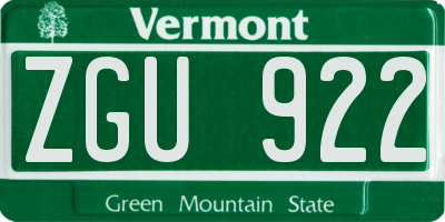 VT license plate ZGU922