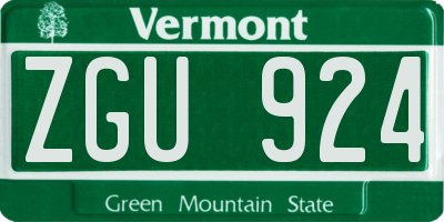 VT license plate ZGU924
