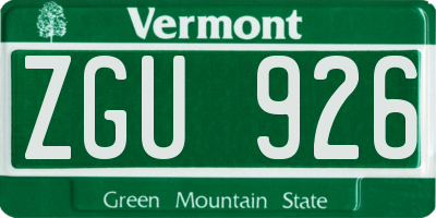 VT license plate ZGU926