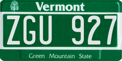 VT license plate ZGU927