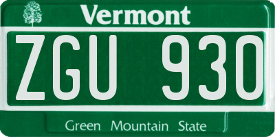 VT license plate ZGU930