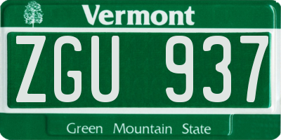 VT license plate ZGU937