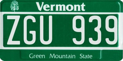 VT license plate ZGU939