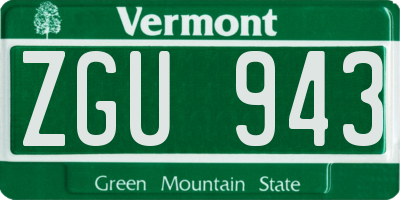 VT license plate ZGU943