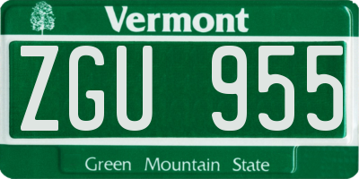 VT license plate ZGU955