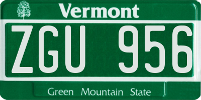 VT license plate ZGU956
