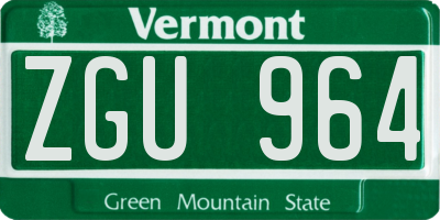 VT license plate ZGU964