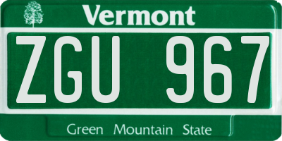VT license plate ZGU967