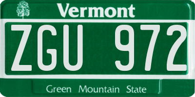 VT license plate ZGU972