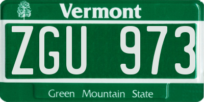 VT license plate ZGU973