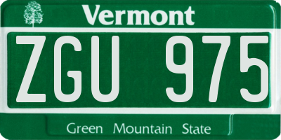 VT license plate ZGU975