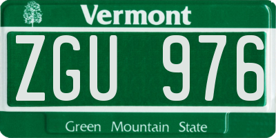 VT license plate ZGU976