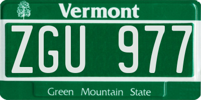 VT license plate ZGU977